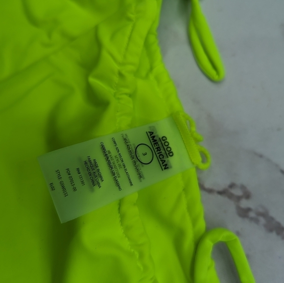 Good American Swim Bottom Women Electric Green Tiny Ties Bikini Neon - Picture 10 of 11